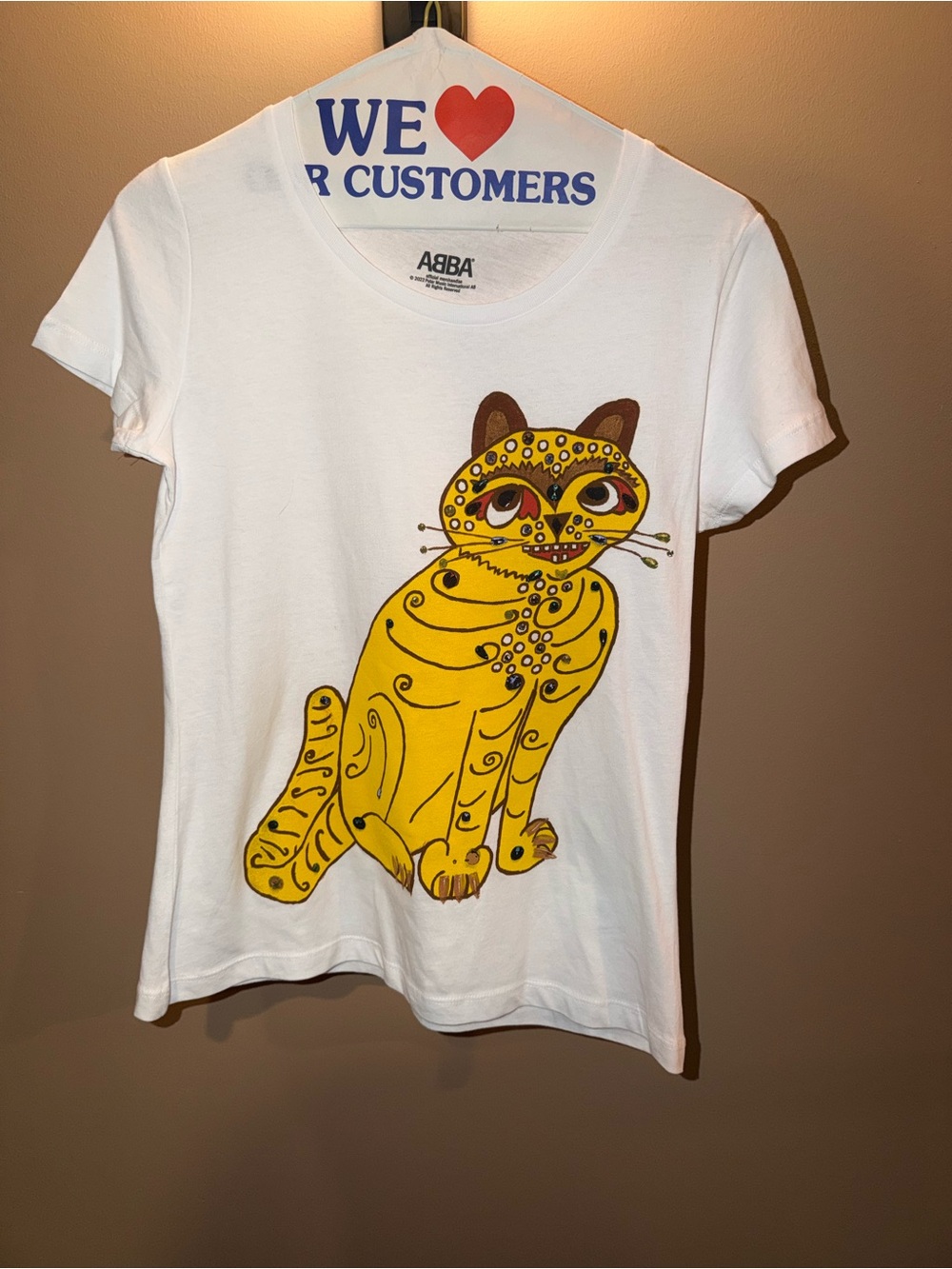 ABBA Merch Tee with Yellow Cat Print